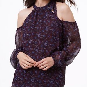 NWT LOFT Cold Shoulder Bow Blouse